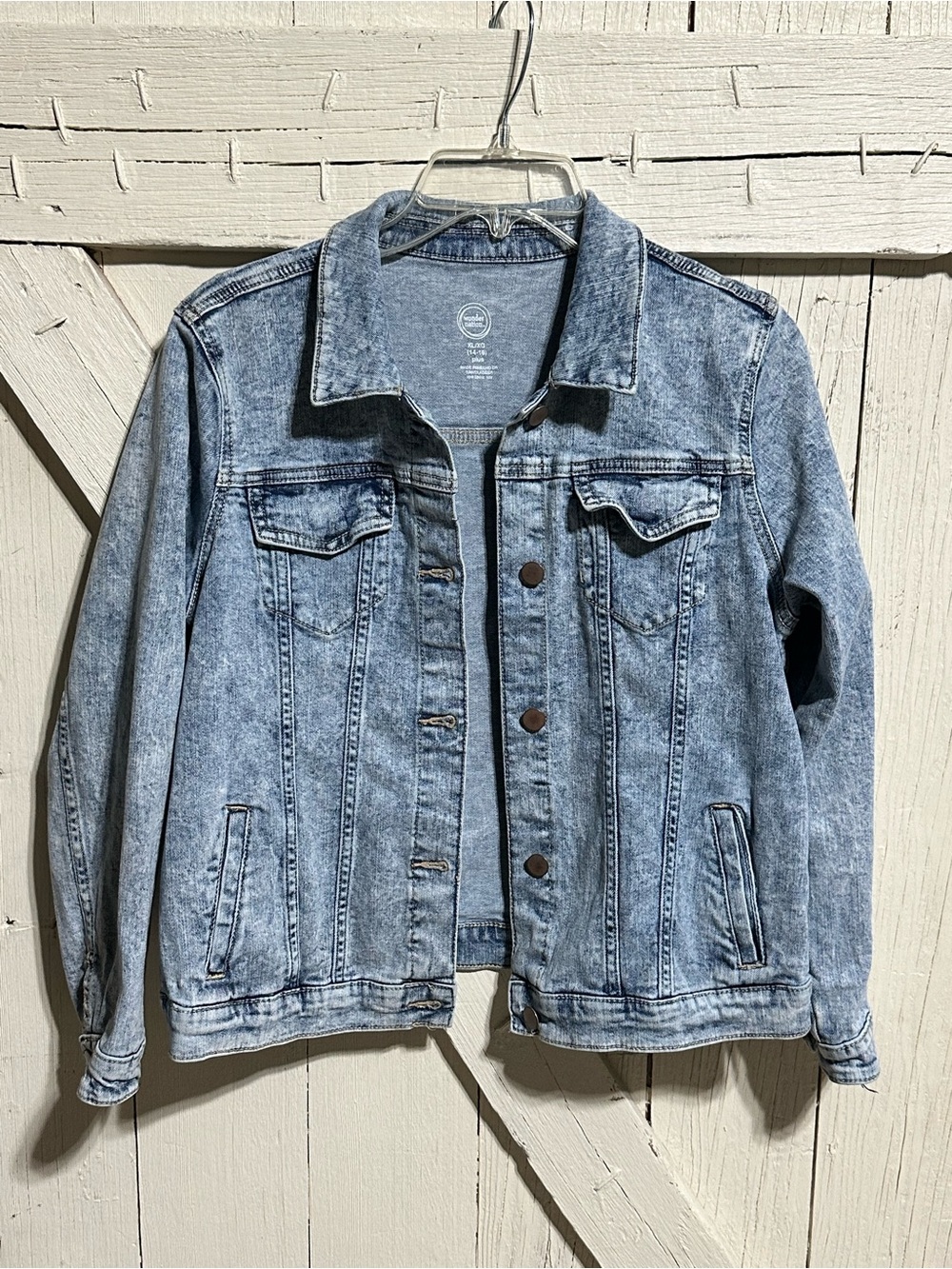 wonder nation Light Blue Washed Denim Jacket - Kids